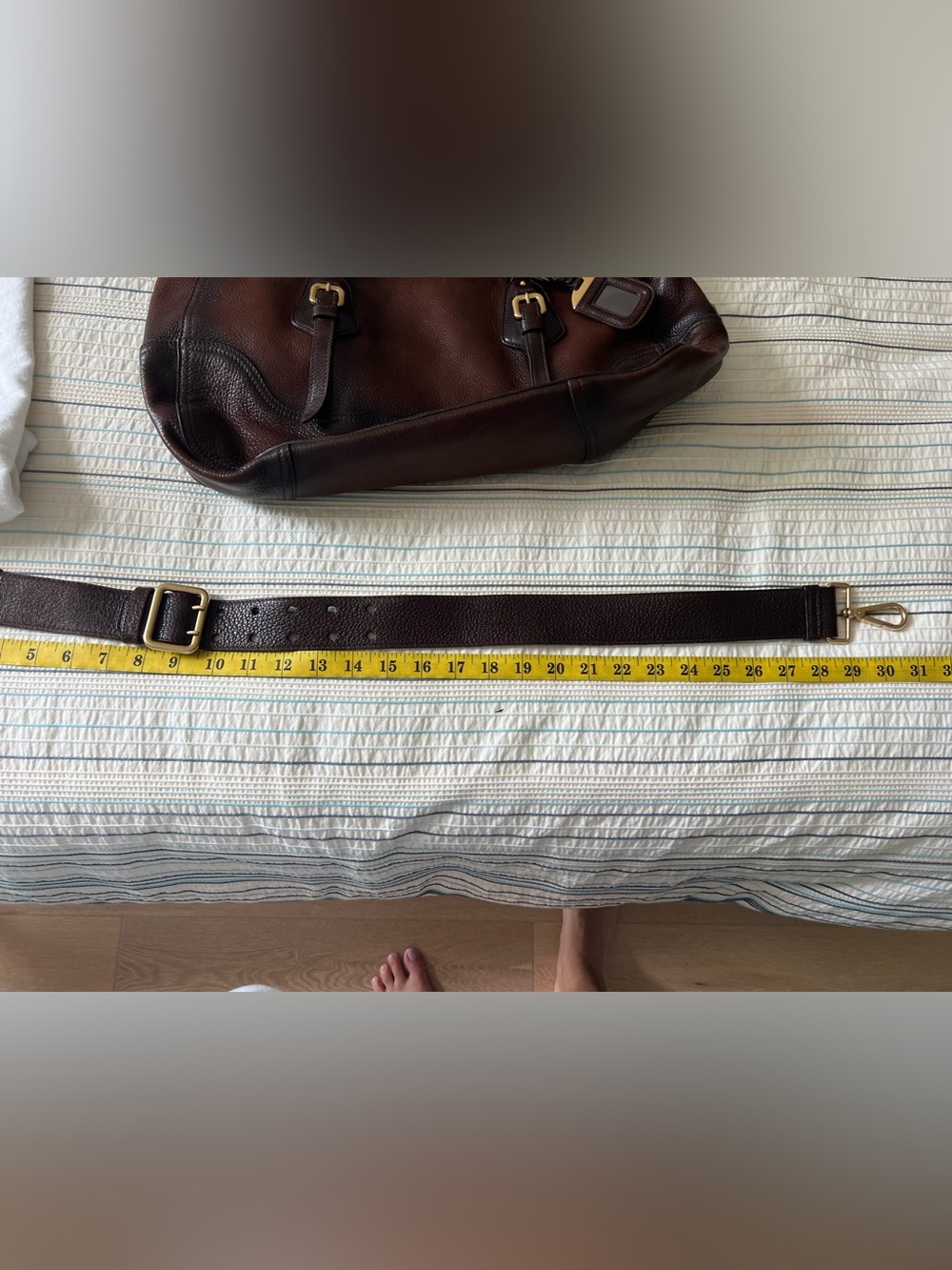 Prada Brown Pebbled Leather Top-Handle/Shoulder Bag/Tote with Gold Hardware - Picture 11 of 16
